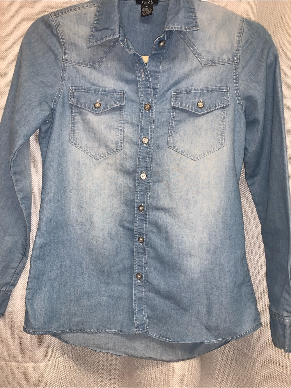 Rue21 Light Blue Denim Button-Front Shirt